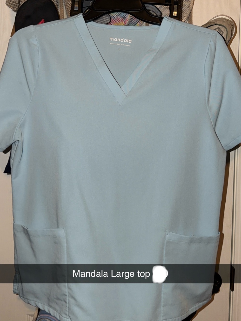 Mandala Women's V-Neck Scrub Top — Light Blue
